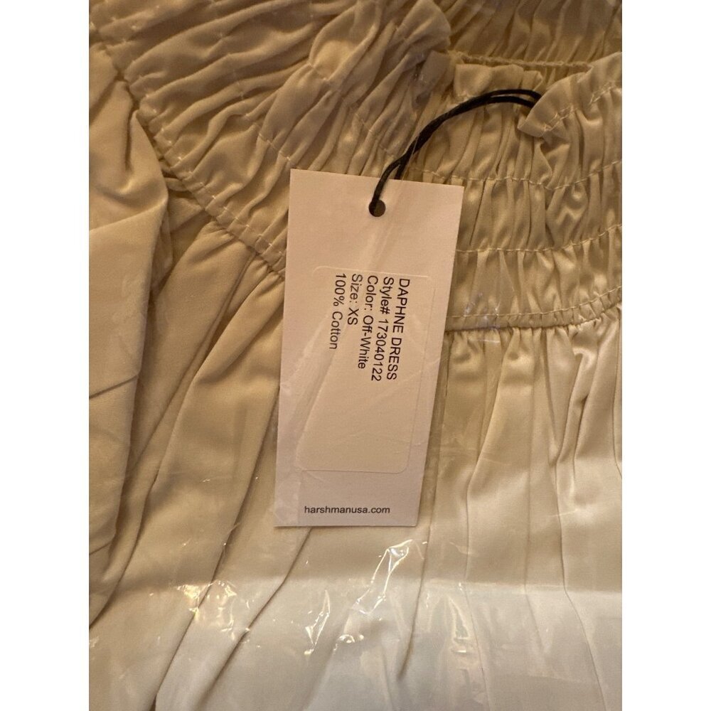 NWT Harshman Daphne Ruffle Cuff Cotton Poplin Dress In Off-White - XS - Picture 9 of 12